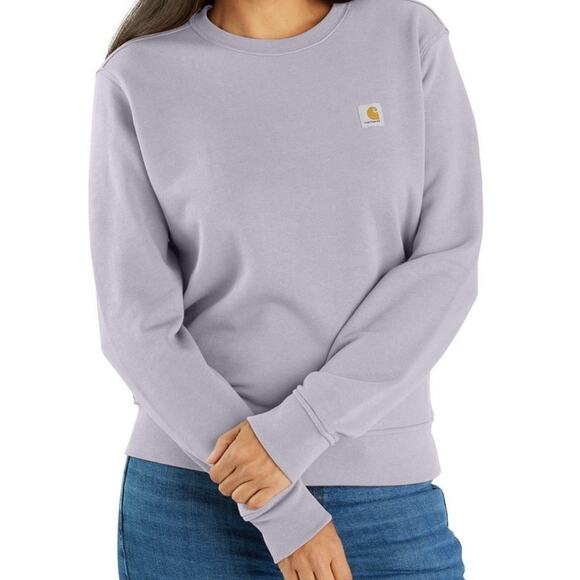 Carhartt Sweatshirt Women Purple Relaxed Fit Midweight Crew Neck Logo XS - Picture 1 of 6
